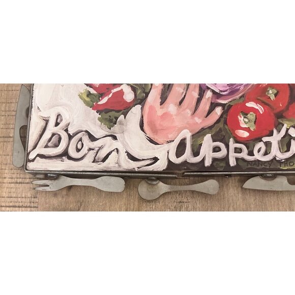 Vtg 1994 Nancy Thomas Bon Appetit Framed Artwork 17 x 17 - Picture 3 of 5